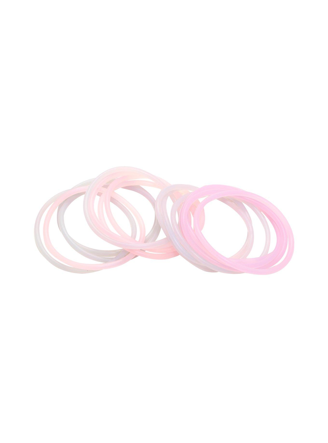 Blackheart Pink & White Rubber Bracelet Set, , alternate