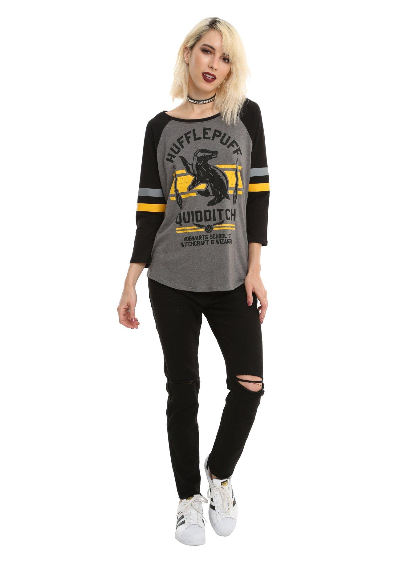 Harry Potter Hufflepuff Quidditch Stripe Girls Raglan, , alternate