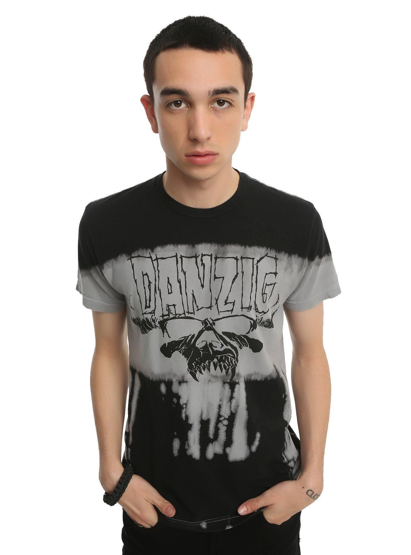 Danzig Skull Logo Bleach Wash T-Shirt, , alternate