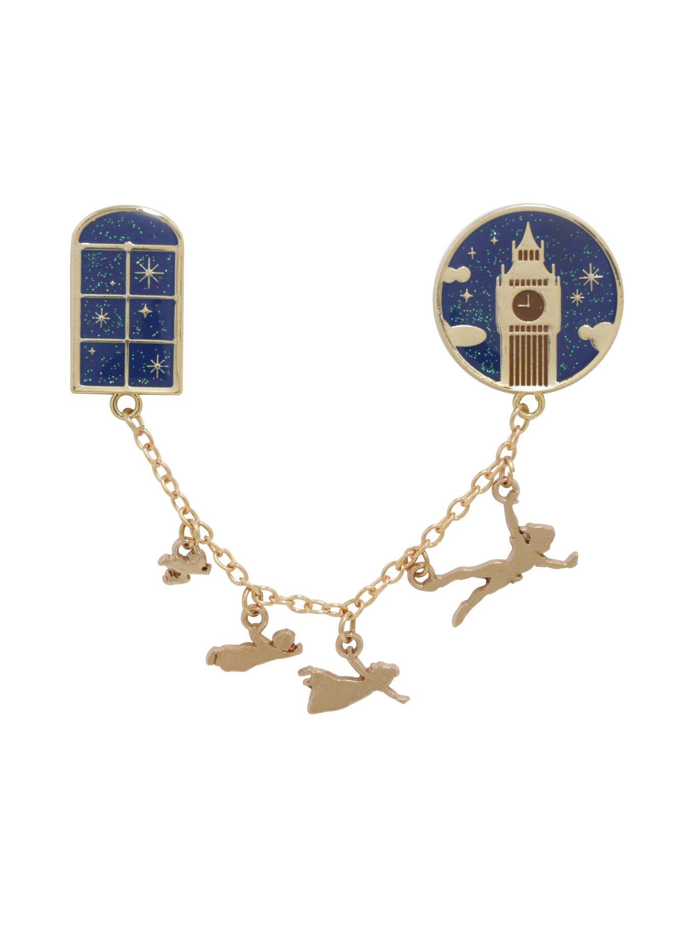 Disney Peter Pan Flying Silhouettes Big Ben Collar Pin, , alternate