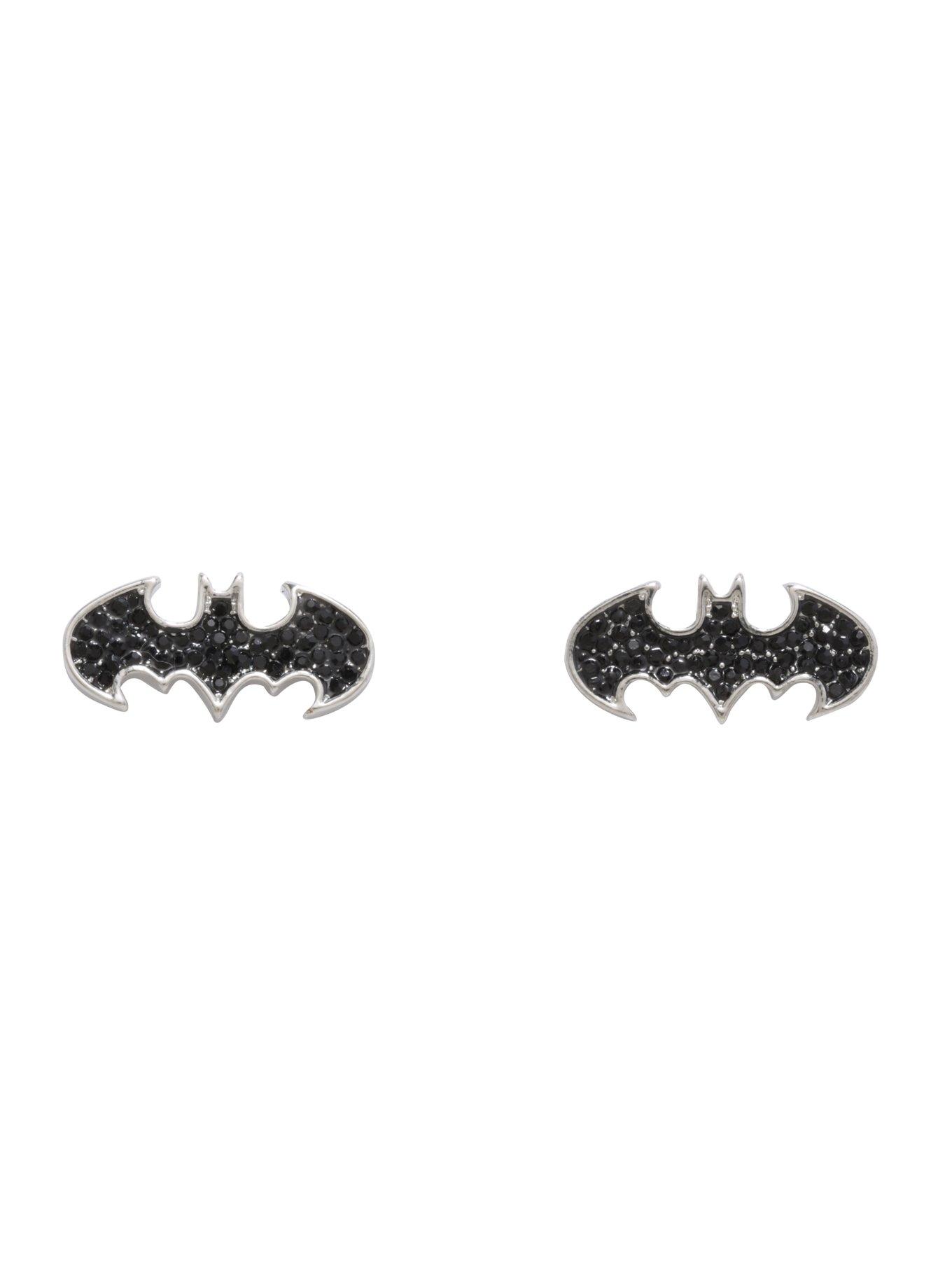 DC Comics Batman Bling Bat Signal Stud Earrings, , alternate