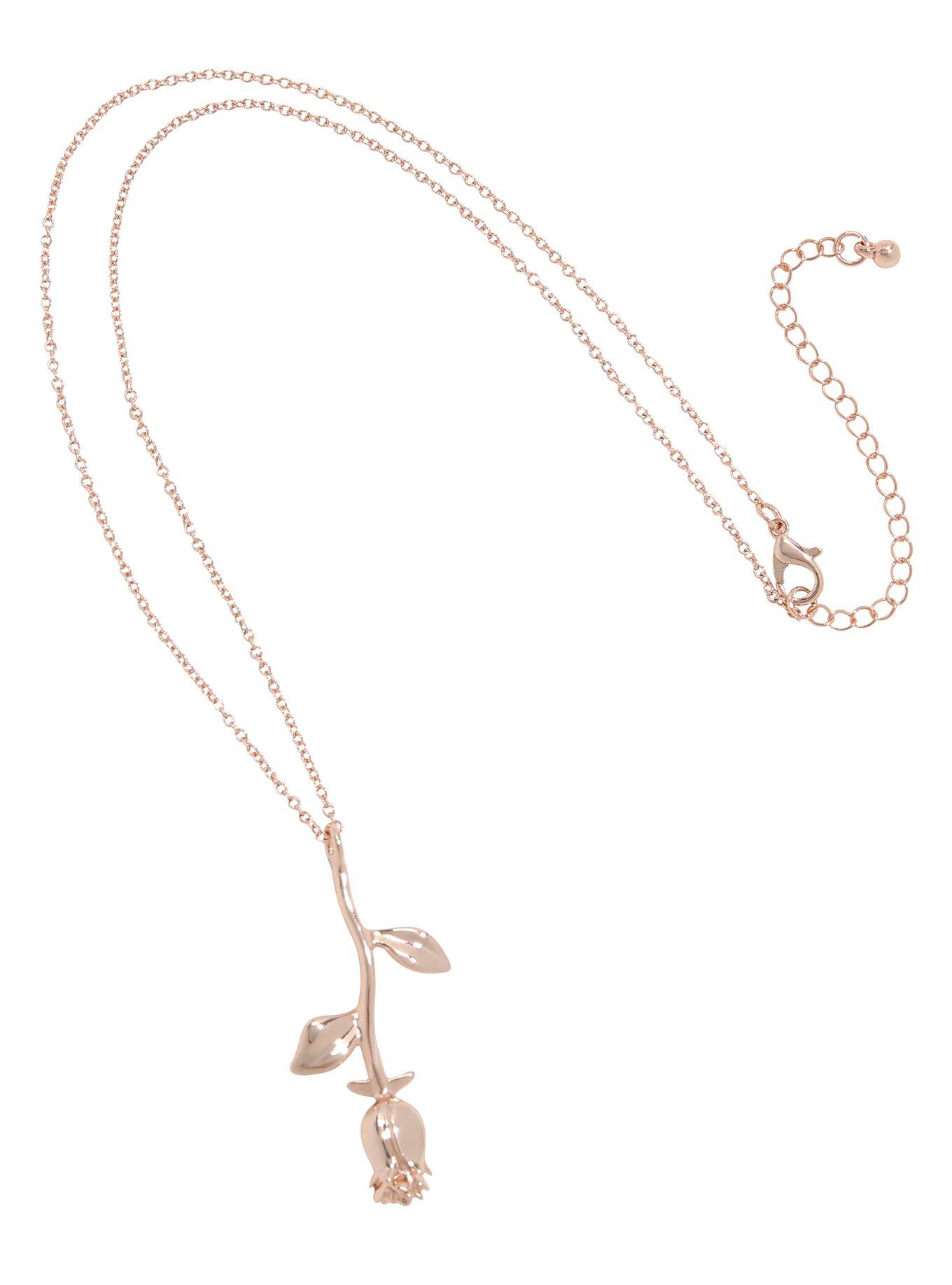 Disney Beauty And The Beast Rose Gold Rose Charm Necklace, , alternate
