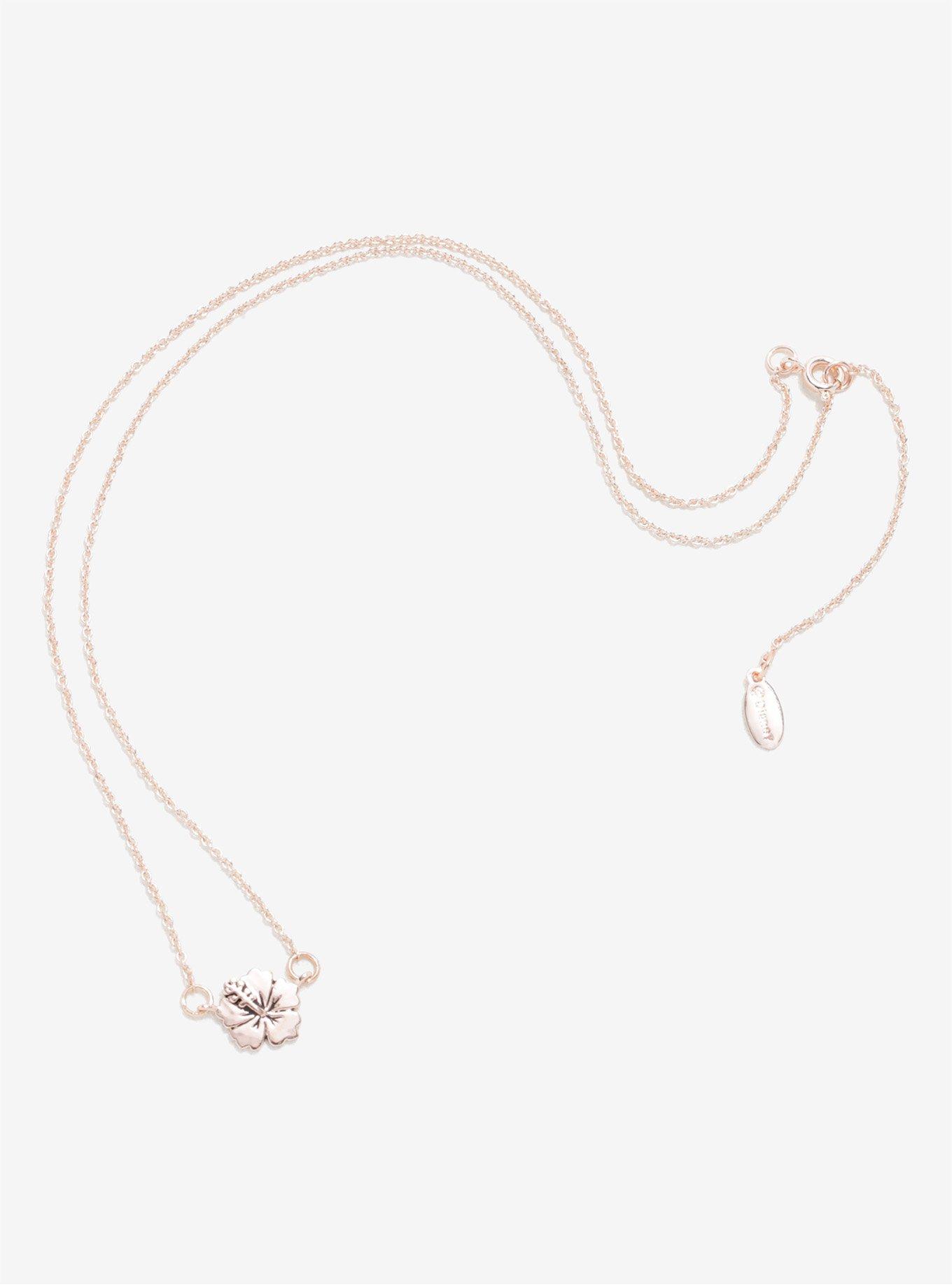 Disney Lilo & Stitch Rose Gold Flower Necklace, , alternate