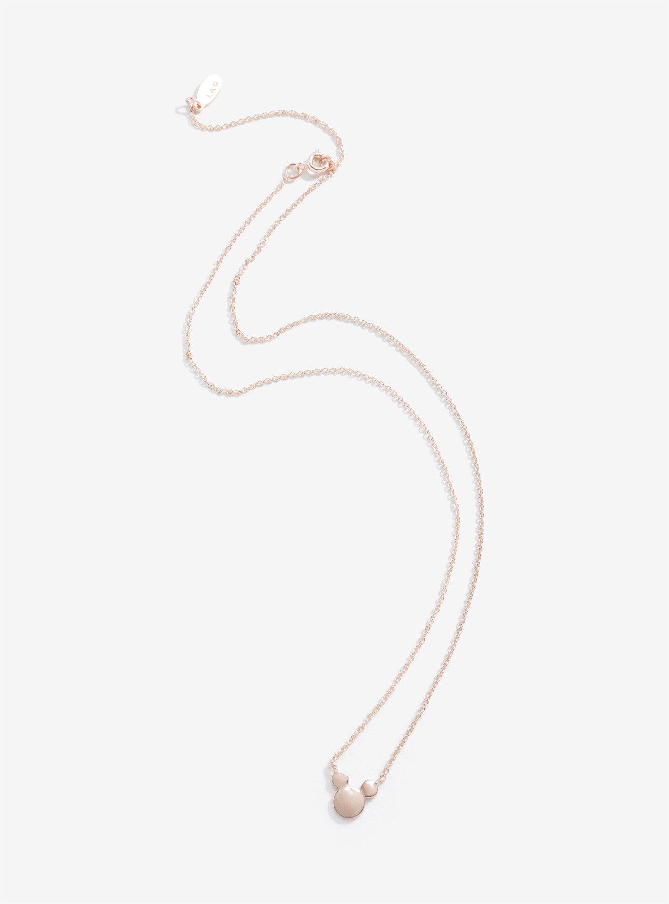 Disney Mickey Mouse Rose Gold Dainty Necklace, , alternate