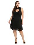 Black Lace Keyhole Dress Plus Size, , alternate