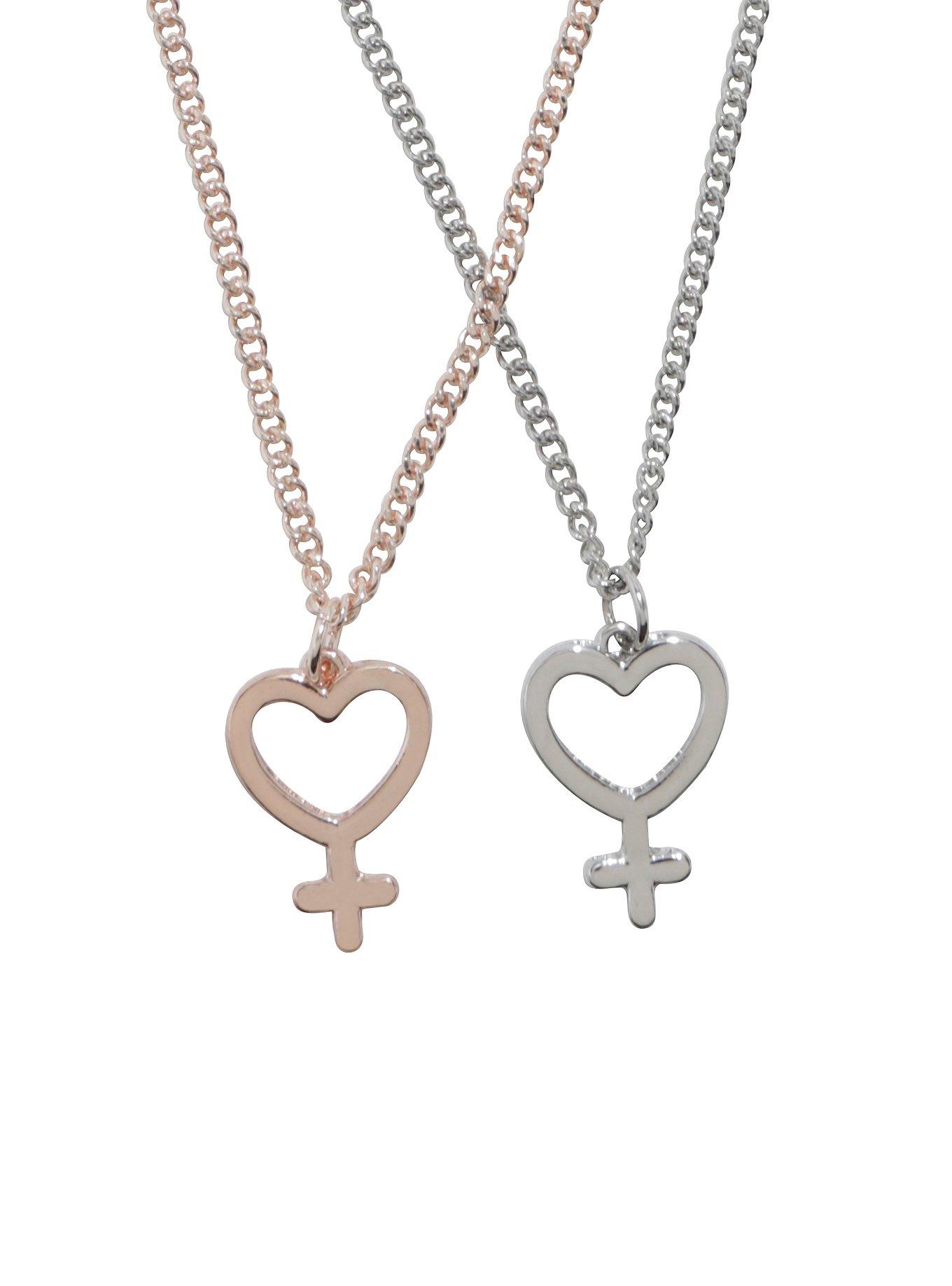 Blackheart Female Symbol Best Friend Necklace Set, , alternate