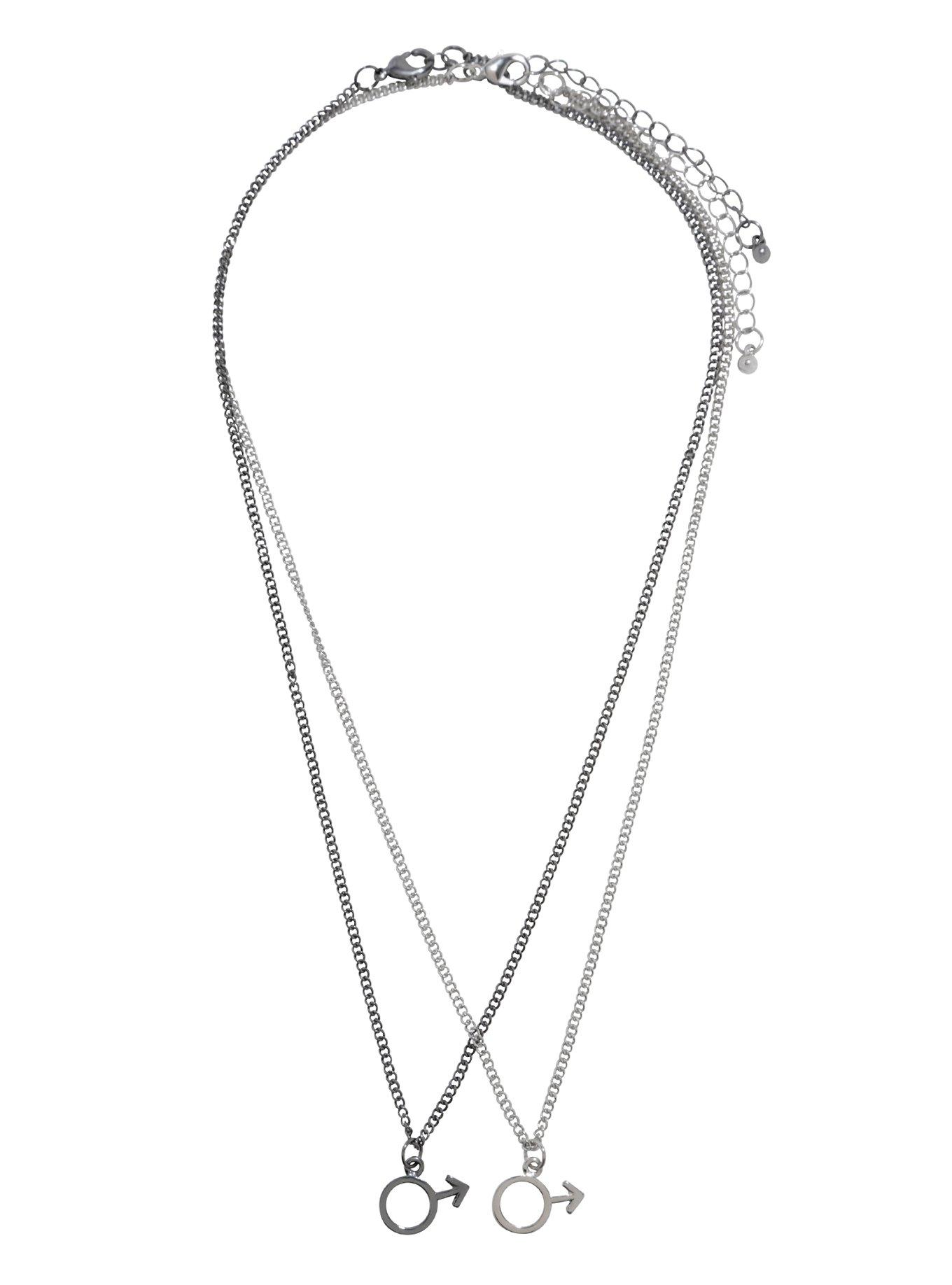 Blackheart Male Symbol Best Friend Necklace Set, , alternate