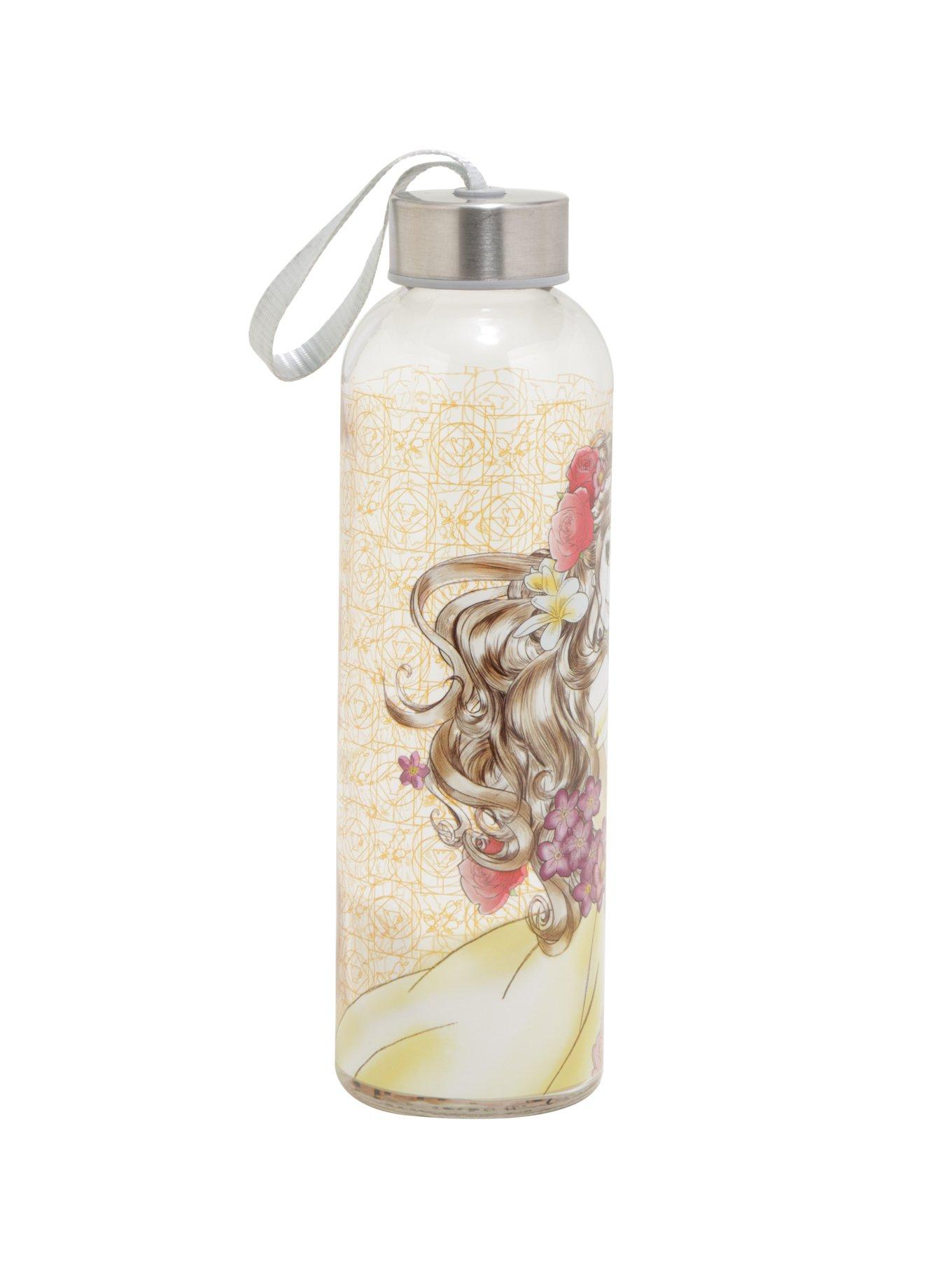 Disney Beauty And The Beast Belle Sketch Glass Water Bottle, , alternate