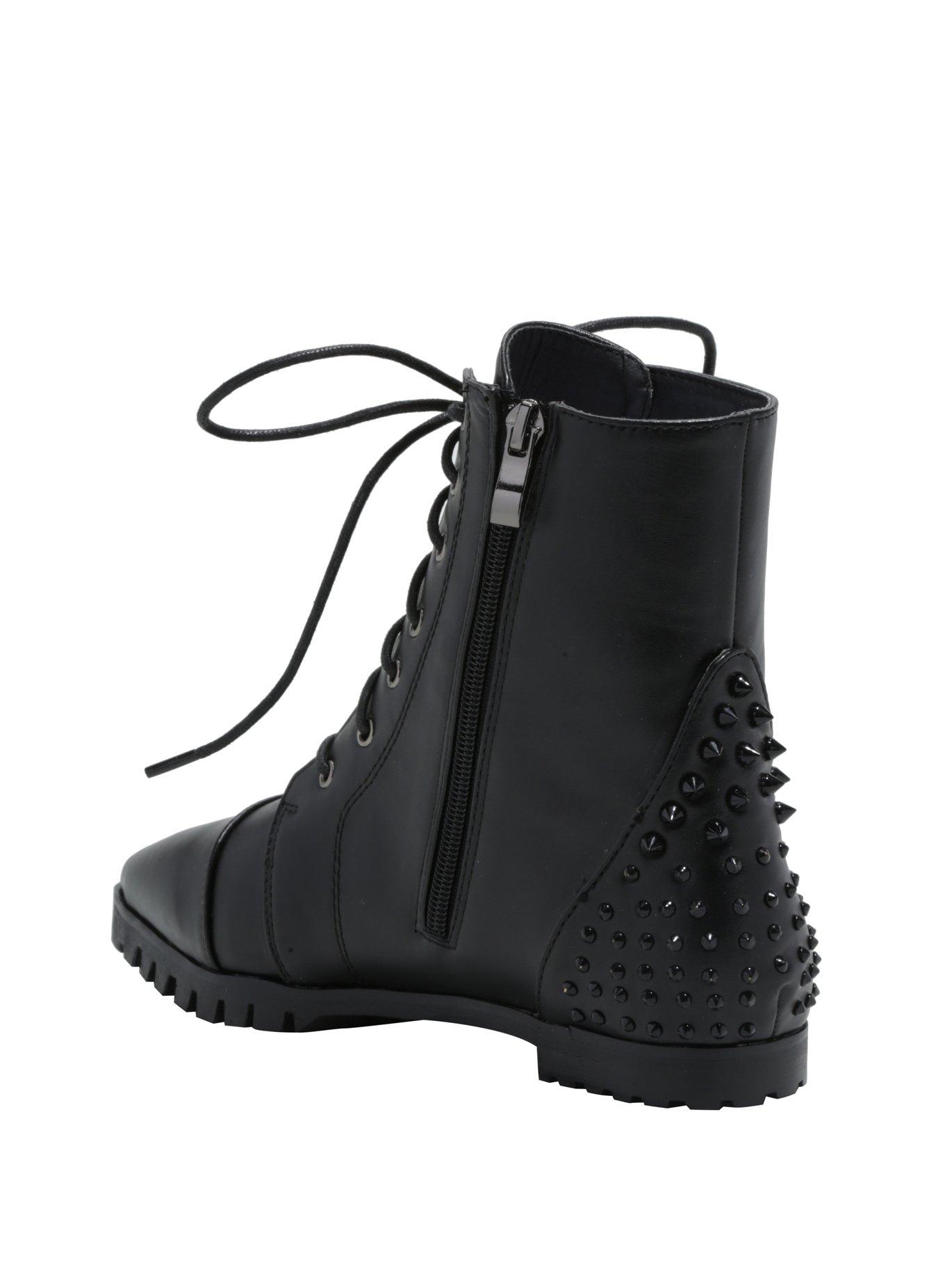 Black Studded Pointed-Toe Ankle Booties, , alternate