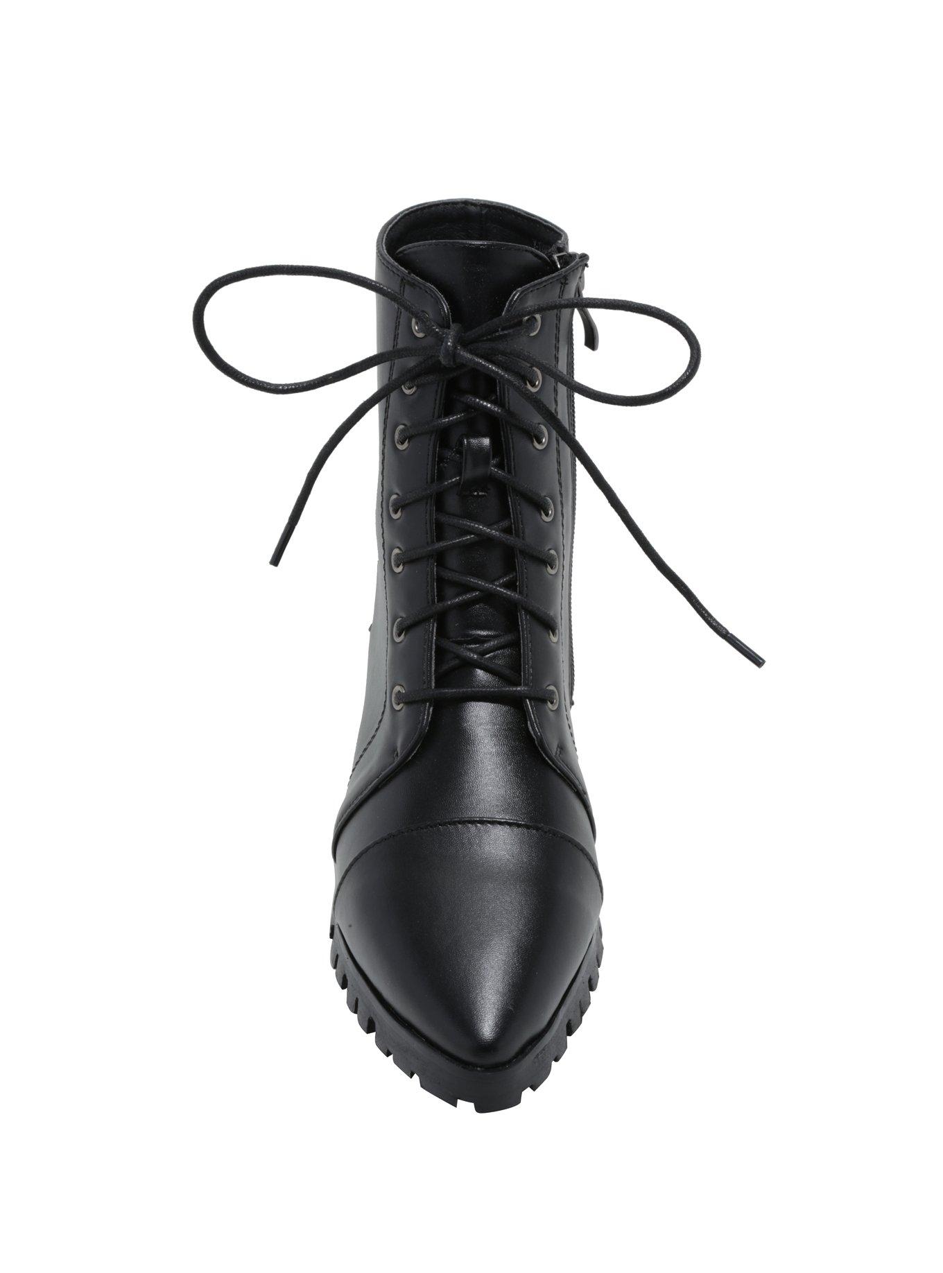 Black Studded Pointed-Toe Ankle Booties, , alternate