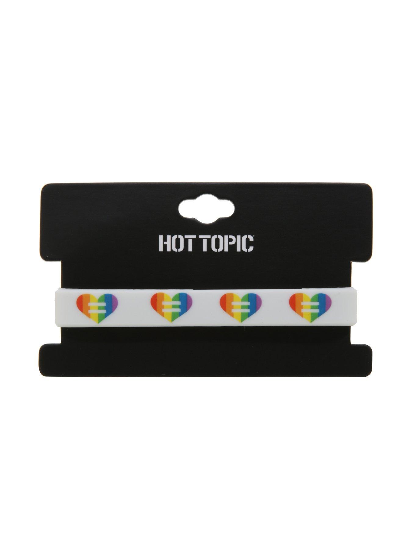 Pride Rainbow Heart Equality Rubber Bracelet, , alternate