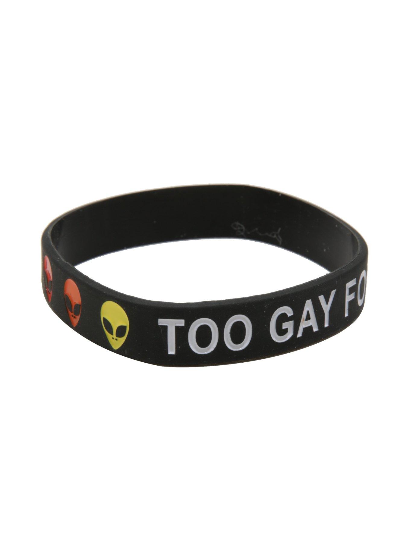 Too Gay For This World Alien Rubber Bracelet, , alternate