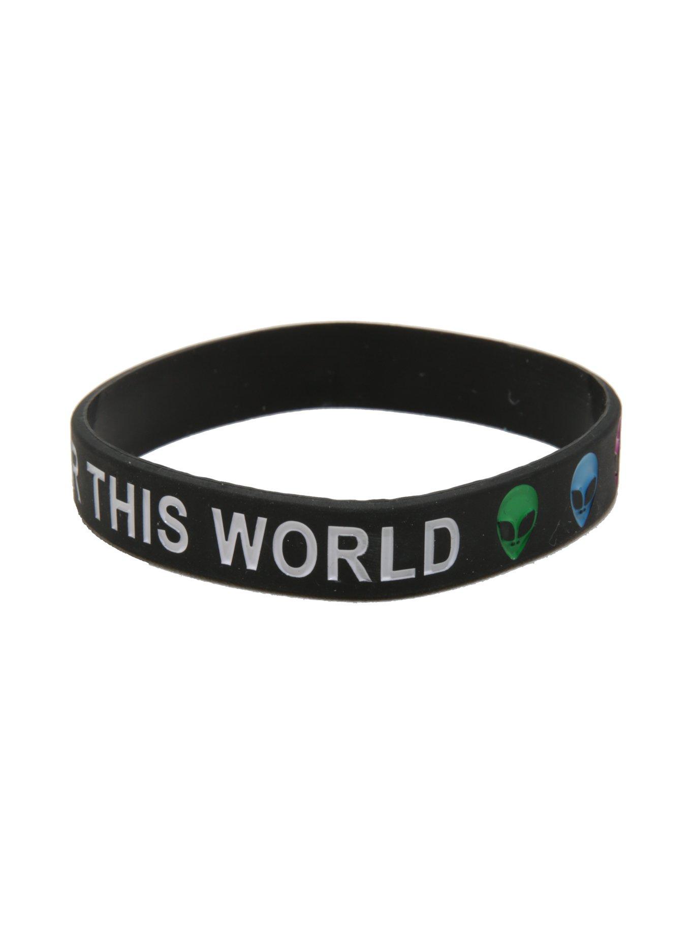 Too Gay For This World Alien Rubber Bracelet, , alternate