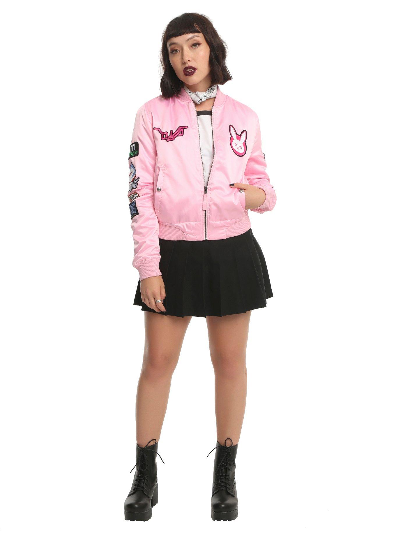 Overwatch D.Va White Rabbit Satin Bomber Jacket, , alternate