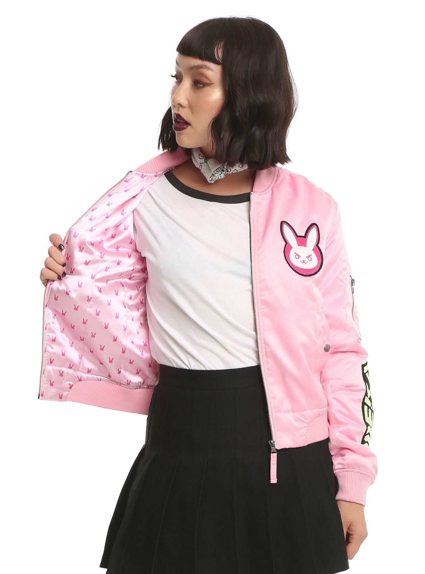 Overwatch D.Va White Rabbit Satin Bomber Jacket, , alternate