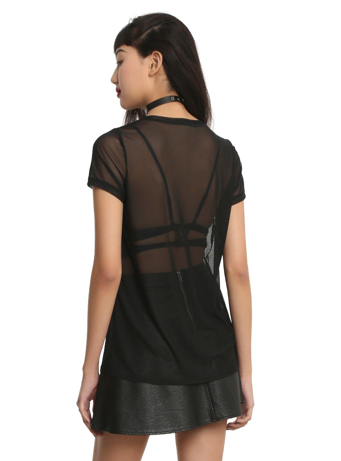Black Mesh Girls T-Shirt, , alternate