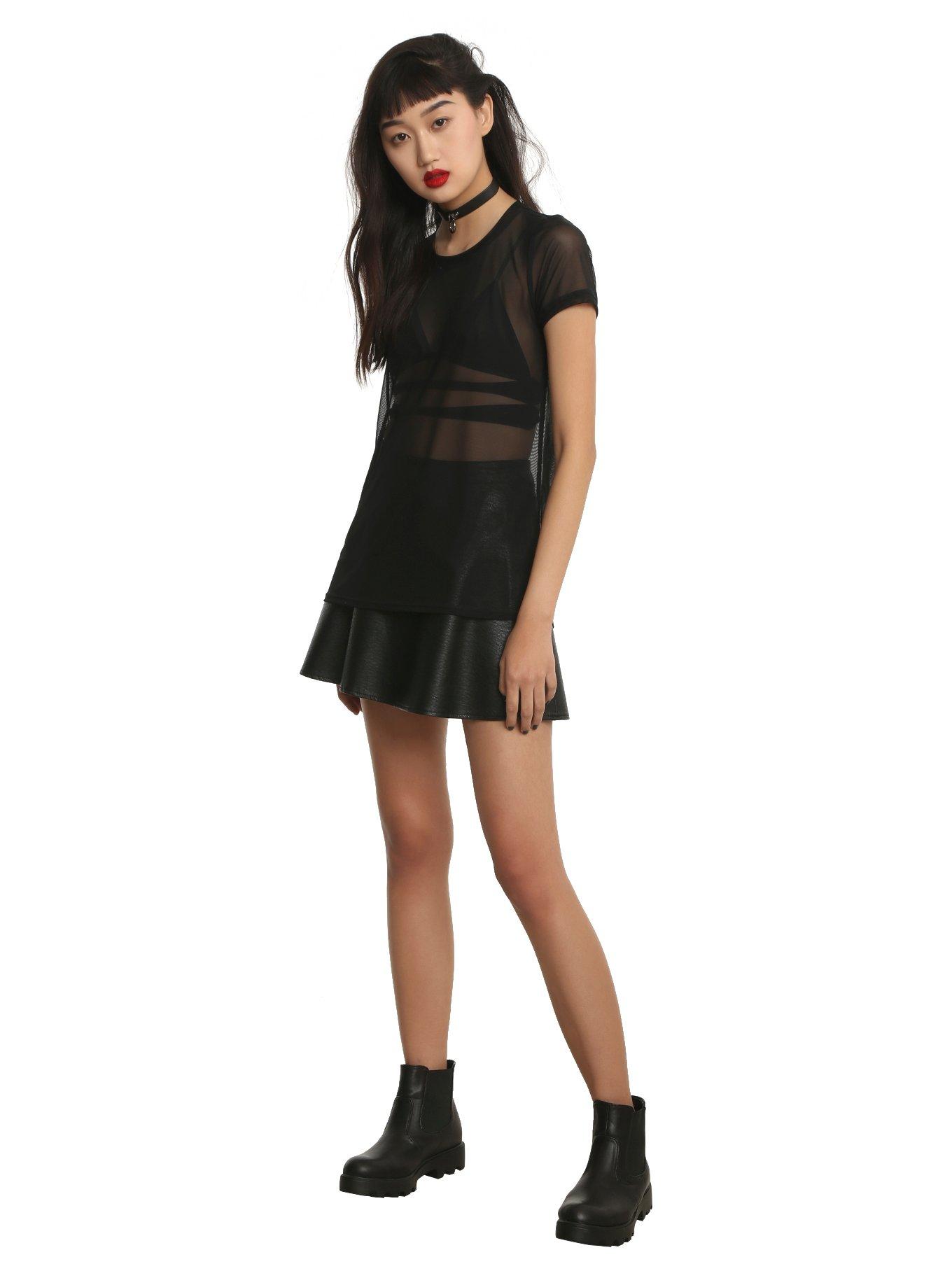 Black Mesh Girls T-Shirt, , alternate