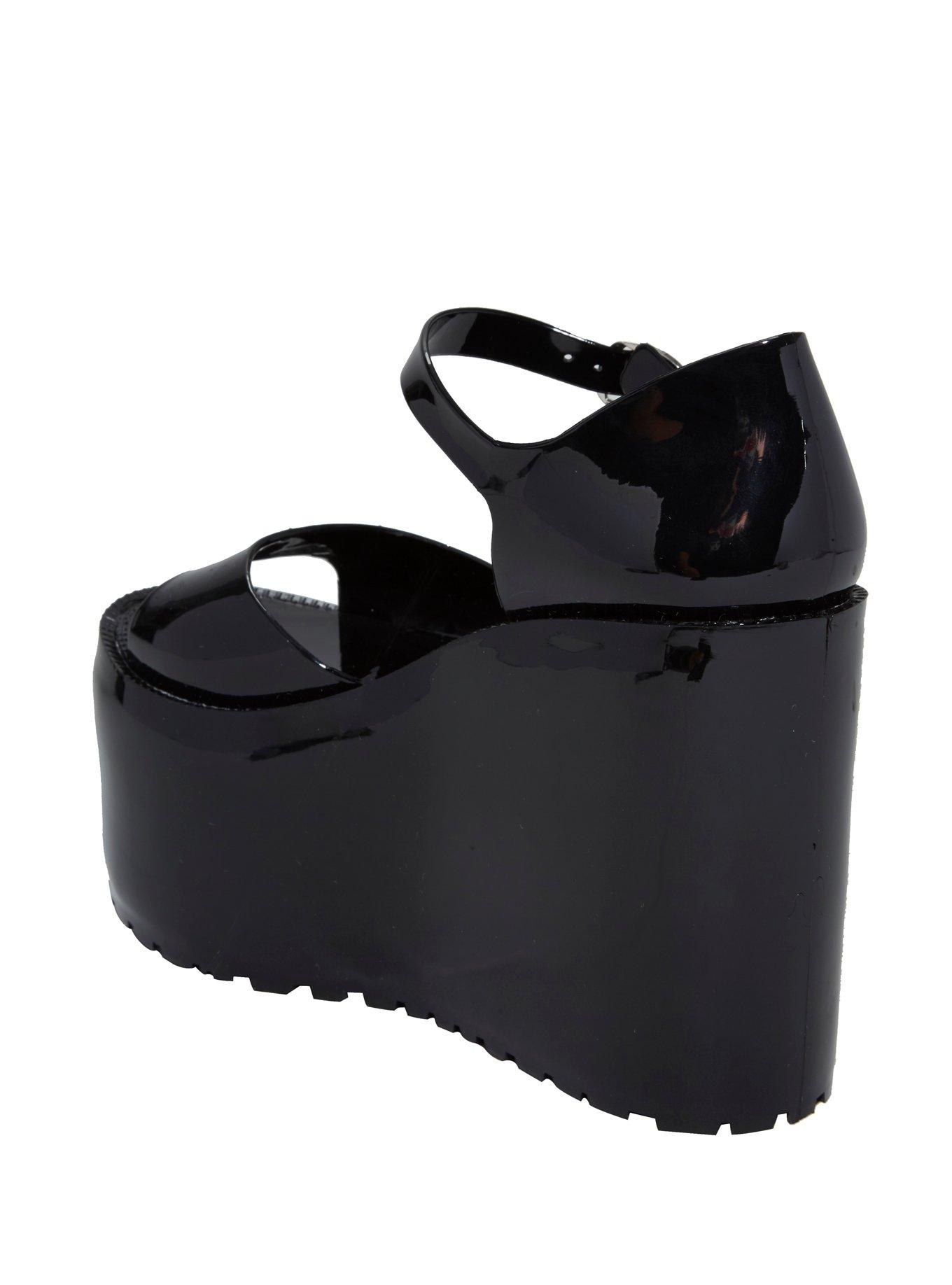 Black Jelly Platform Sandals, , alternate