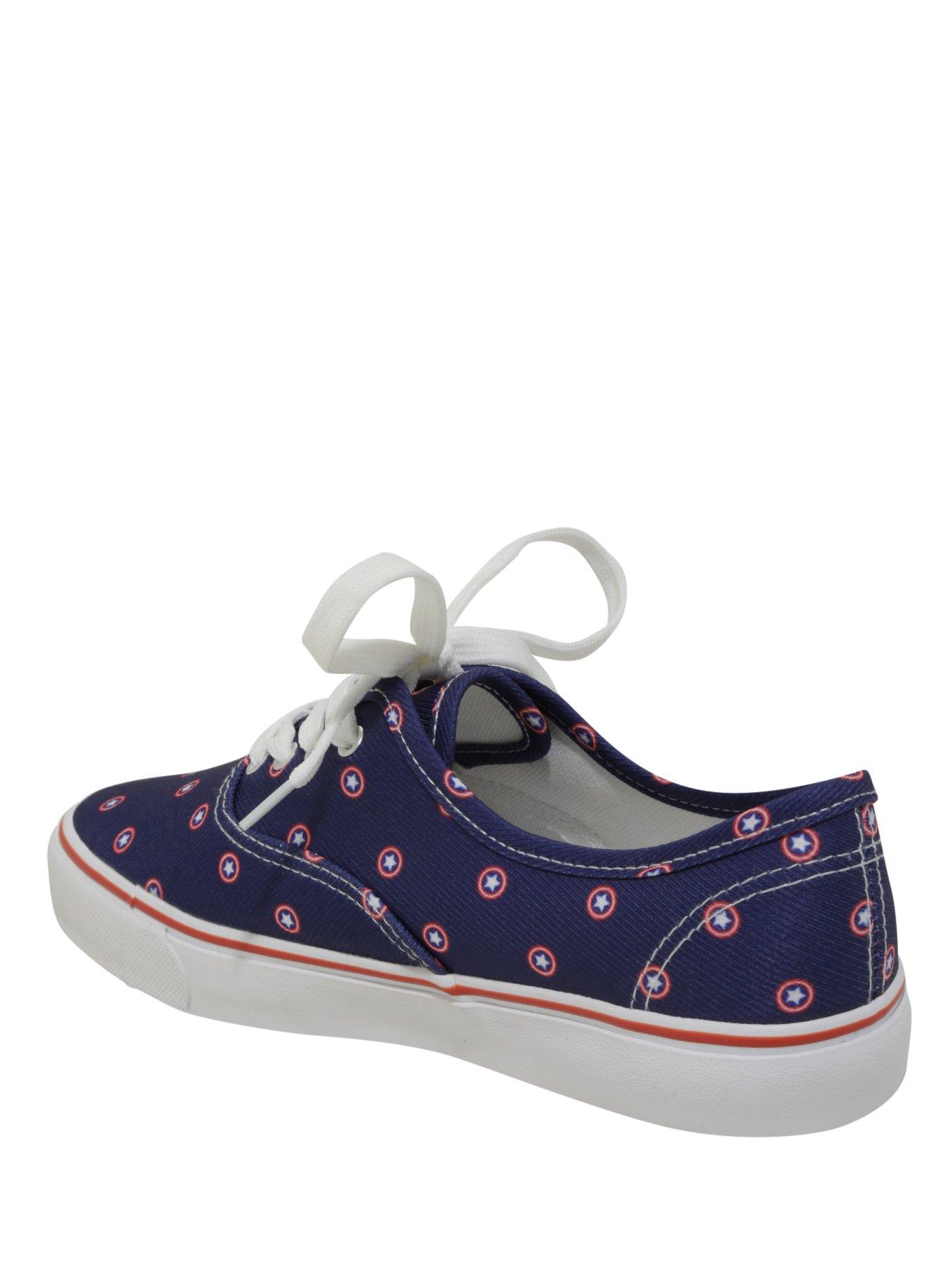 Marvel Captain America Shield Print Lace-Up Canvas Sneakers, , alternate