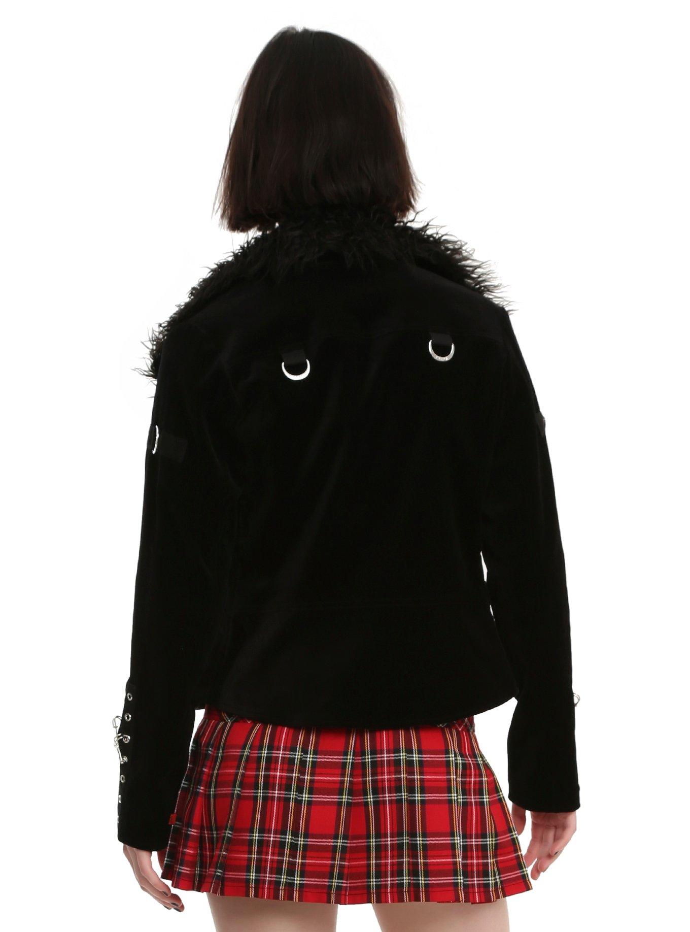 Tripp Black Faux Fur Zipper Girls Jacket, , alternate