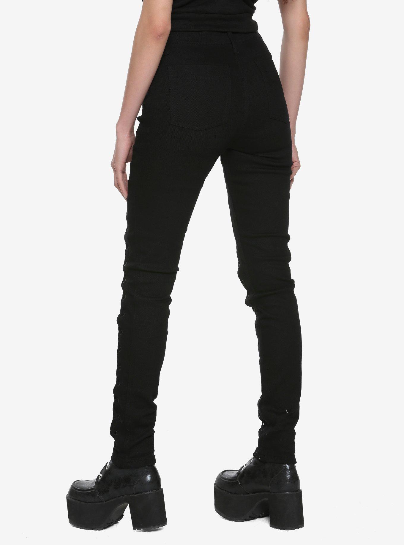 Tripp Lace-Up Front Black Jeans, , alternate