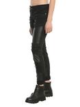 Tripp Black Spiked & Faux Leather Jeans, , alternate