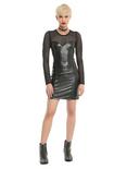 Tripp Black Long Sleeve Faux Leather Dress, , alternate