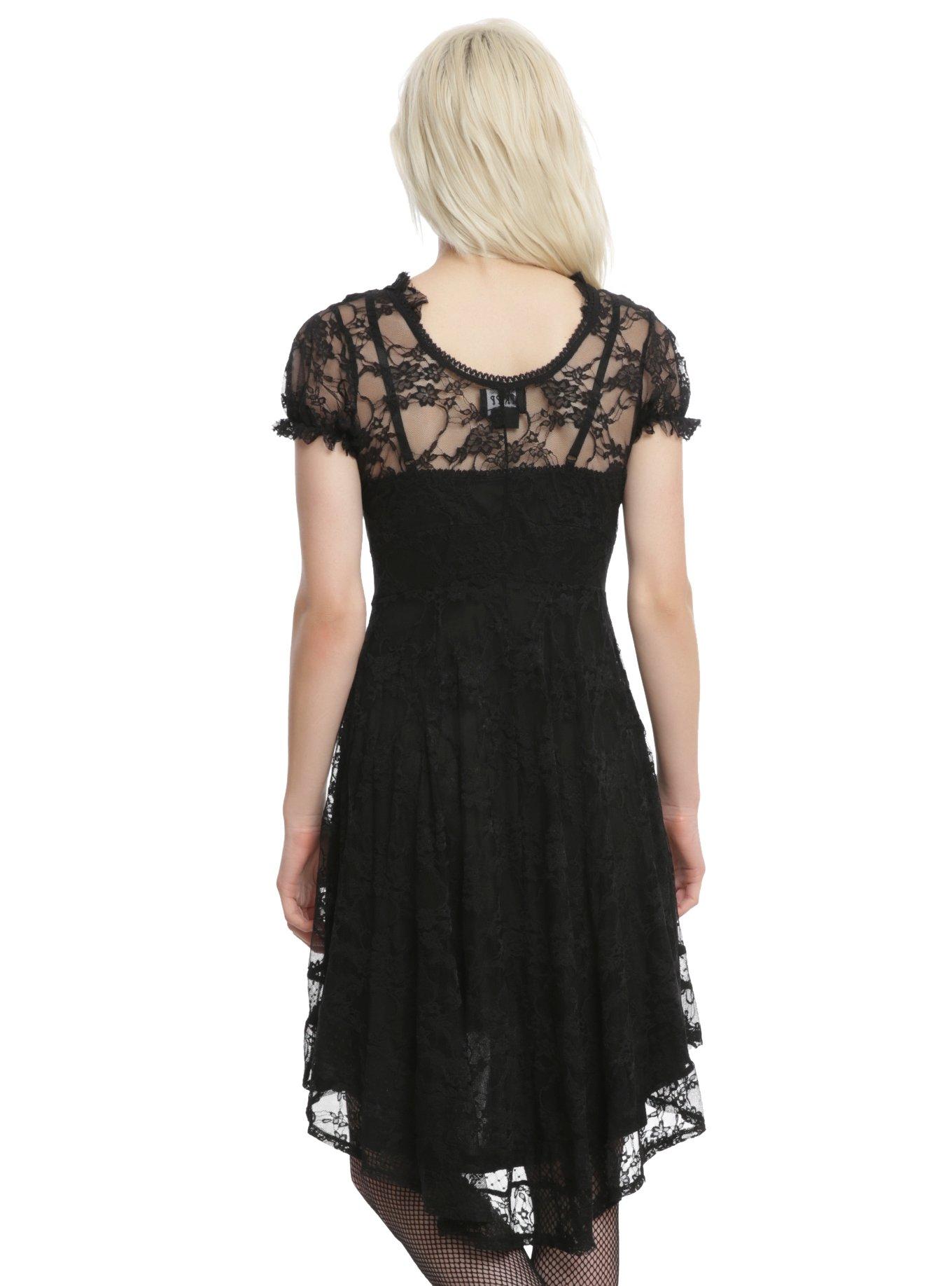 Tripp Black Lace Babydoll Hi-Low Hem Dress, , alternate