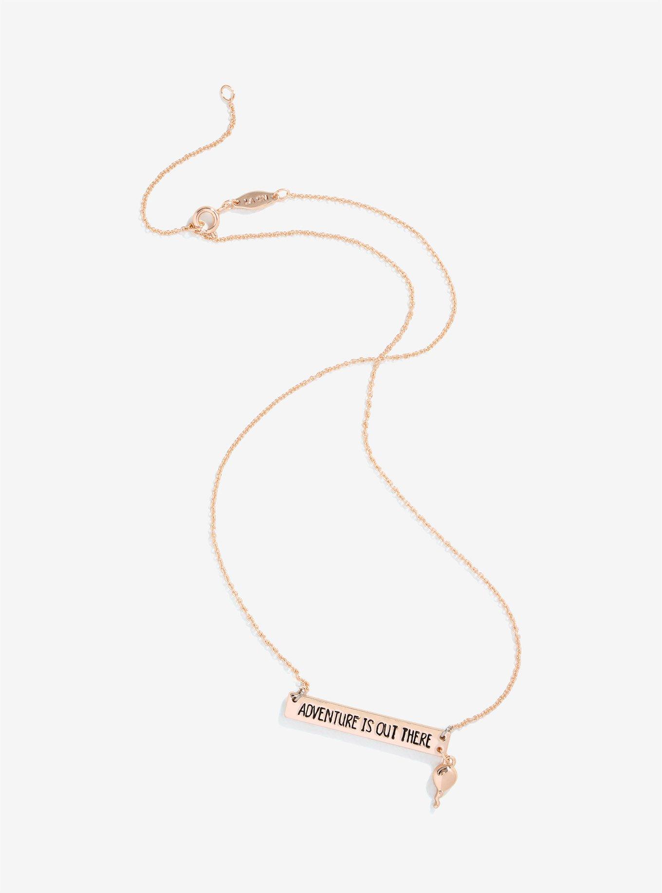 Disney Pixar Up Adventure Is Out There Rose Gold Bar Necklace, , alternate