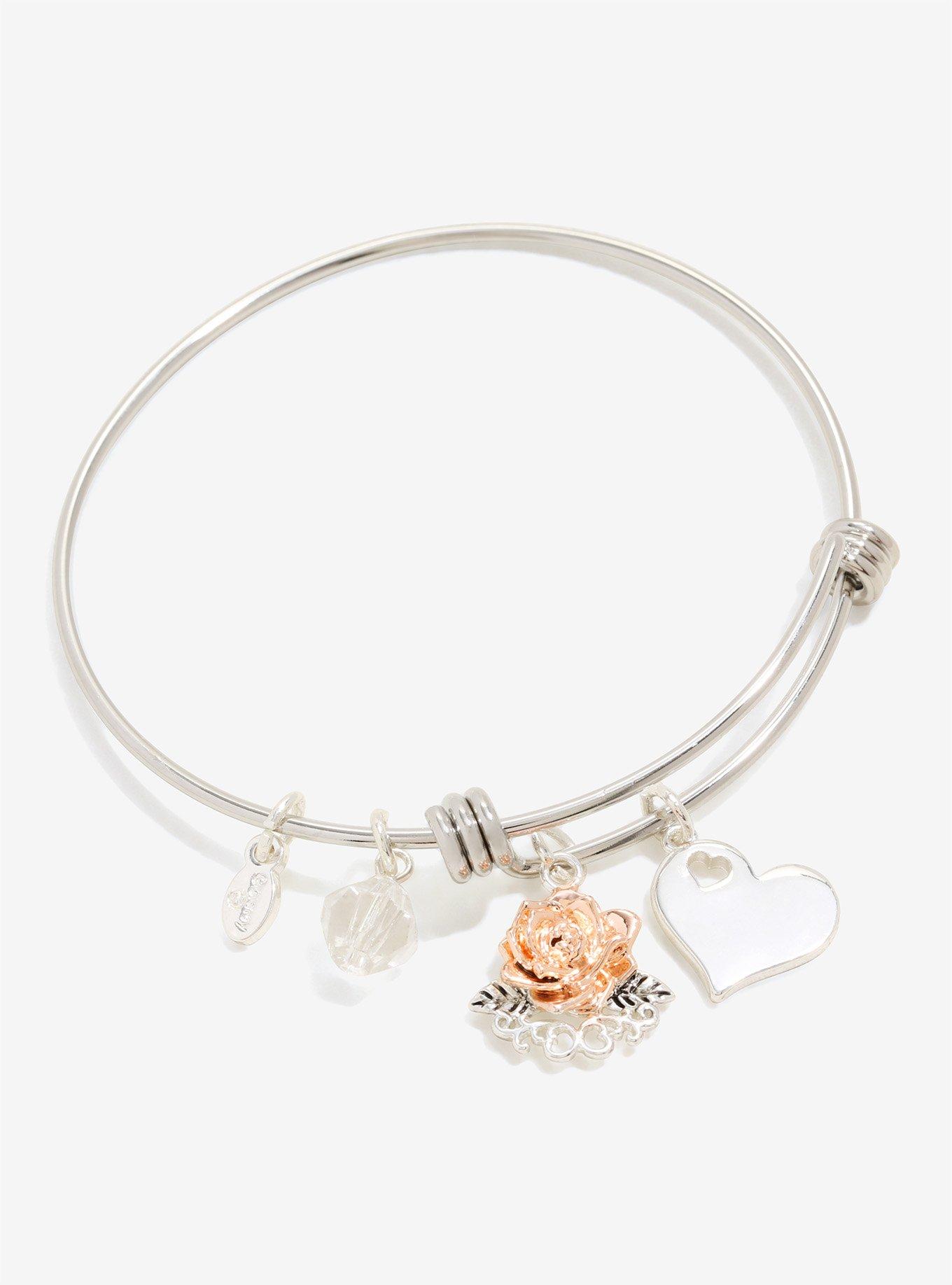 Disney Beauty And The Beast Rose Gold Bangle Bracelet, , alternate