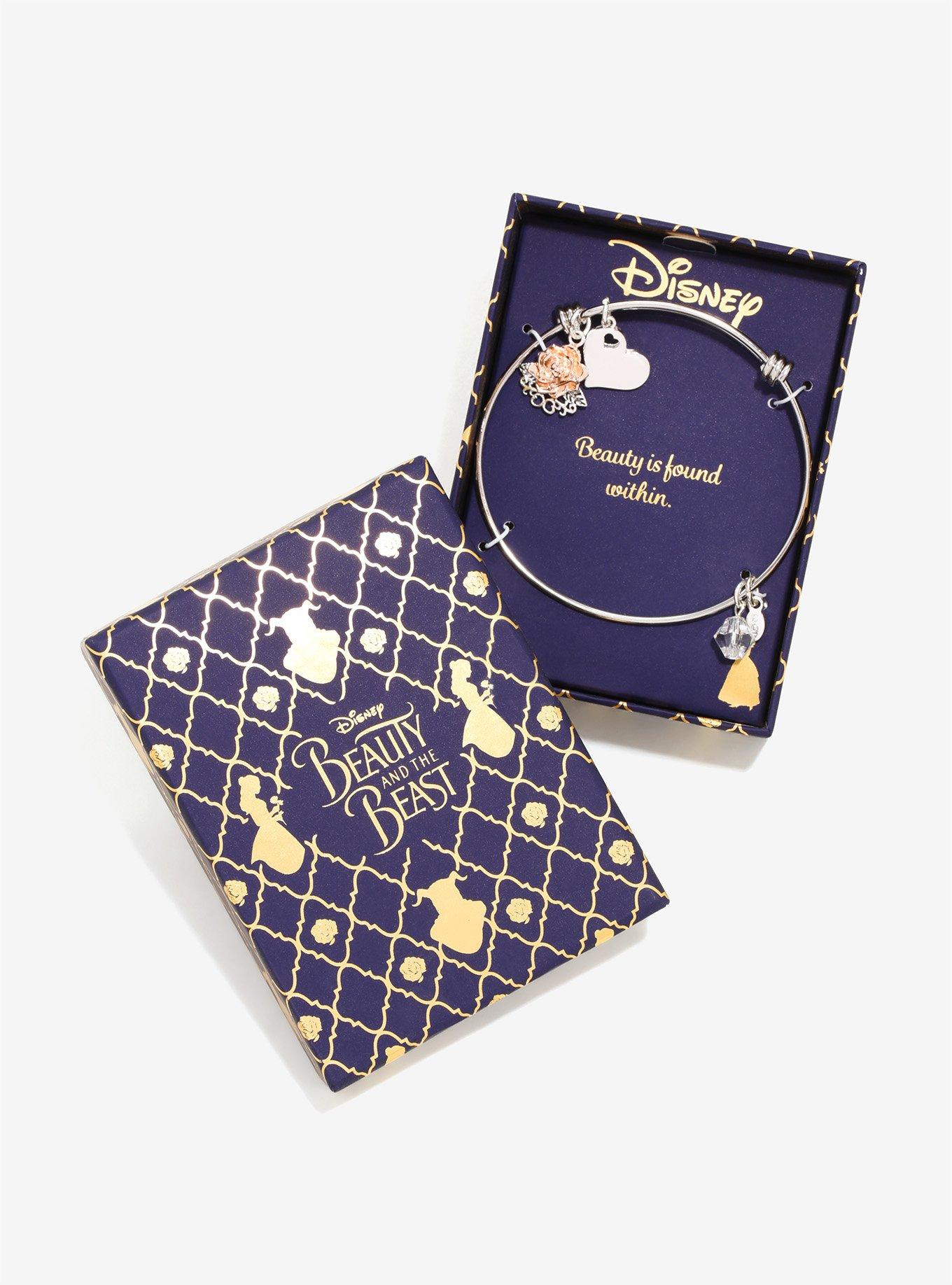 Disney Beauty And The Beast Rose Gold Bangle Bracelet, , alternate