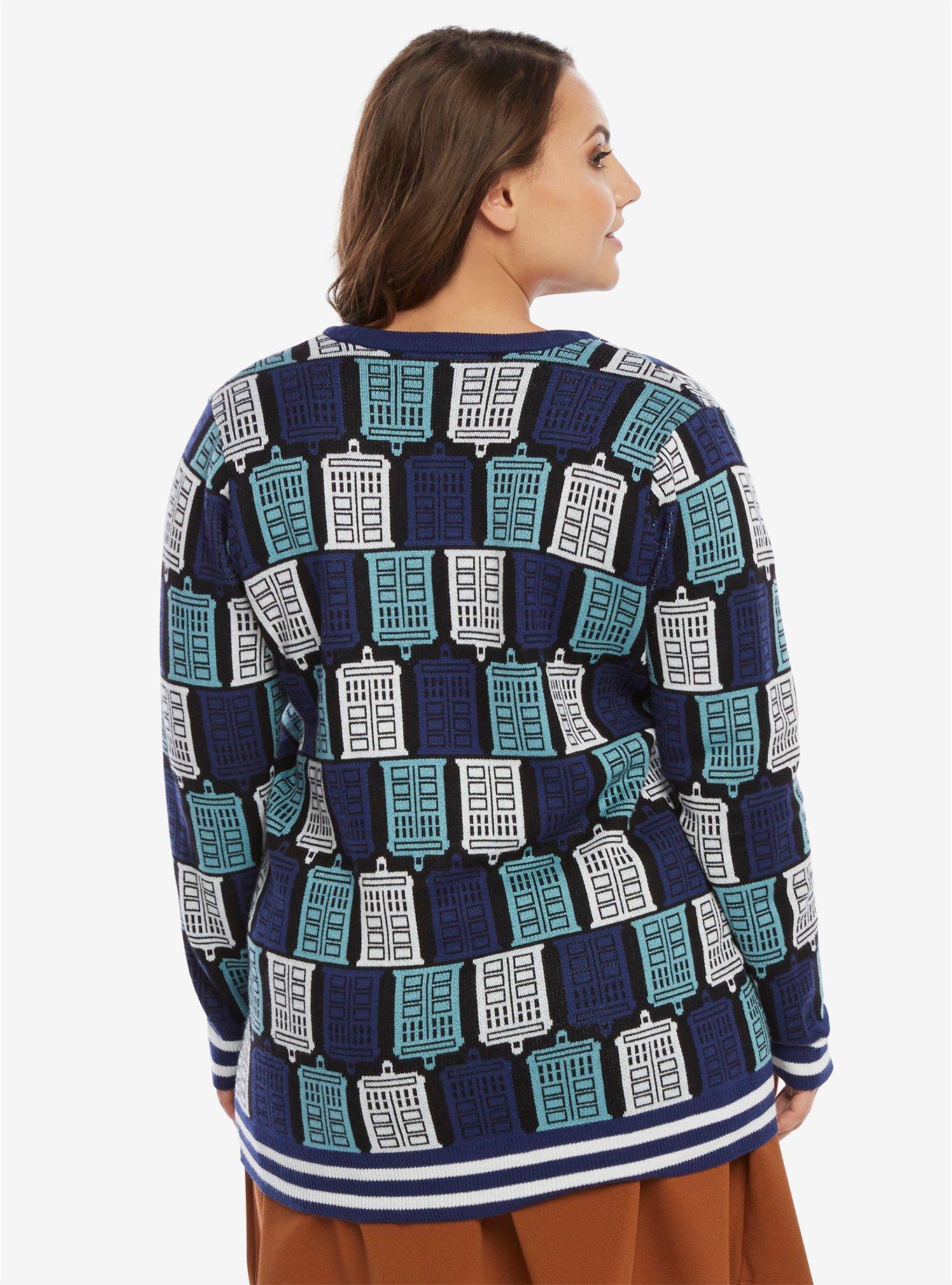 Doctor Who TARDIS Print Cardigan Plus Size, , alternate
