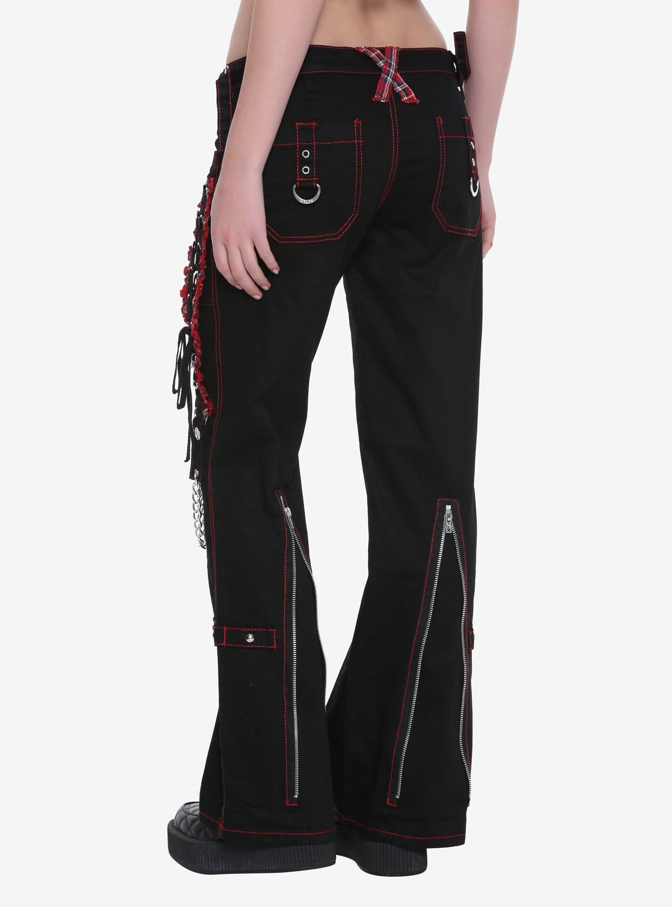 Tripp Black And Red Plaid Lace-Up Chain Pants, , alternate