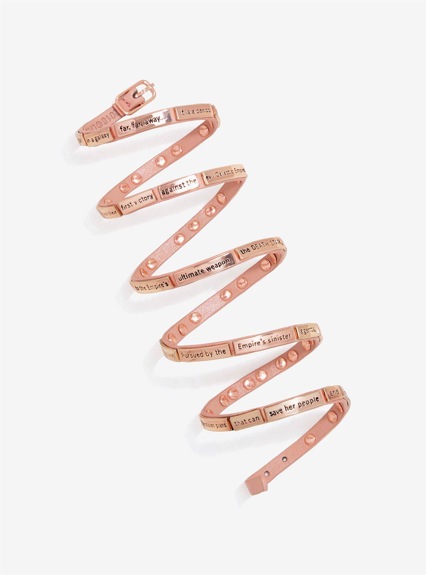 Love And Madness Star Wars: A New Hope Crawl Rose Gold Leather Wrap Bracelet, , alternate