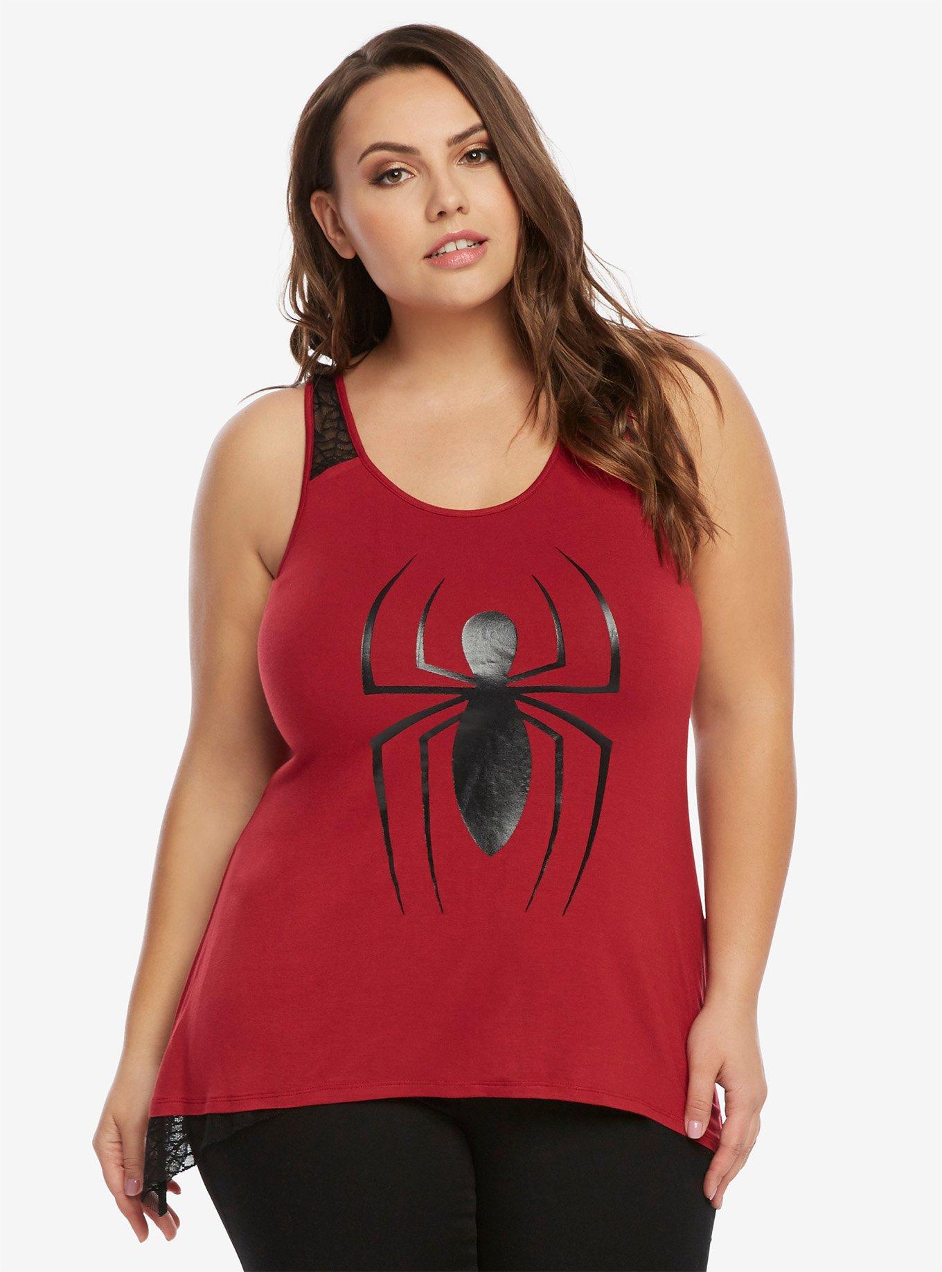 Marvel Spider-Man Sharkbite Lace Tank Top Plus Size, , alternate