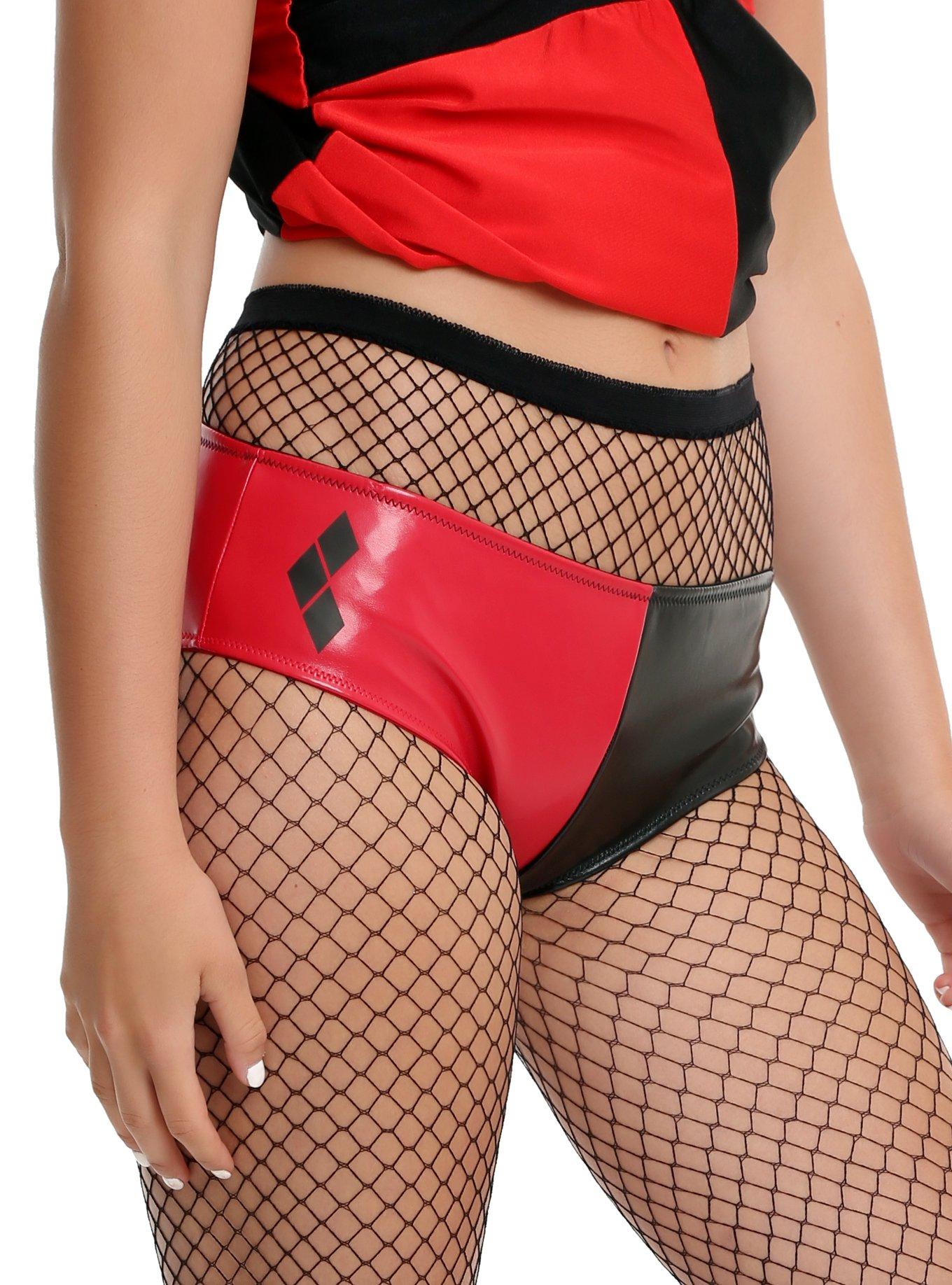 DC Comics Harley Quinn Red & Black Split Hot Pants, , alternate