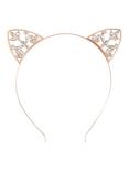 Rose Gold Clear Stone Cat Ear Headband, , alternate