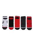 Fall Out Boy Red And Black No-Show Socks 5 Pair, , alternate