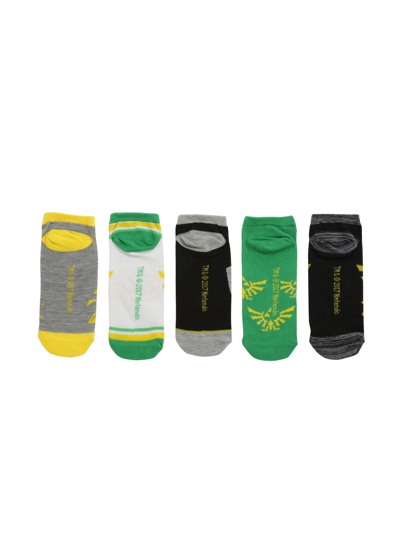 The Legend Of Zelda Triforce No-Show Socks 5 Pair, , alternate