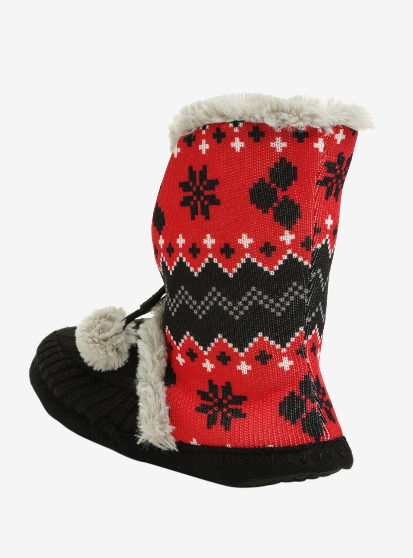 DC Comics Harley Quinn Fair Isle Pom Slipper Boots, , alternate