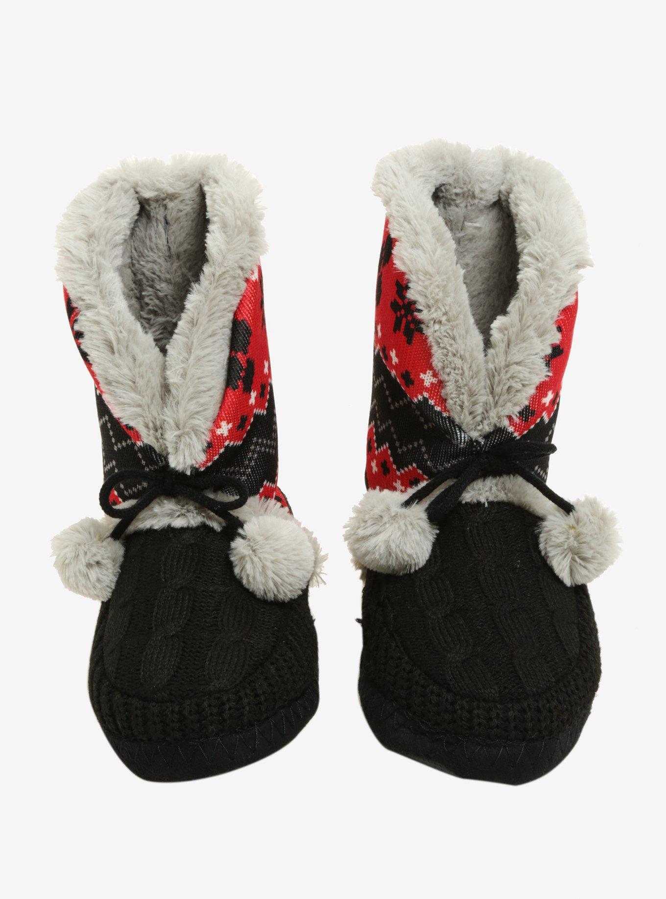 DC Comics Harley Quinn Fair Isle Pom Slipper Boots, , alternate