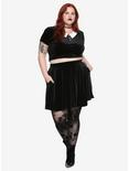 Velvet Skater Pocket Skirt Plus Size, BLACK, alternate