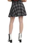 Black & Grey Plaid Zipper Skirt, , alternate