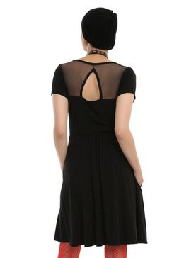 Black Cutout Mesh Dress, , hi-res