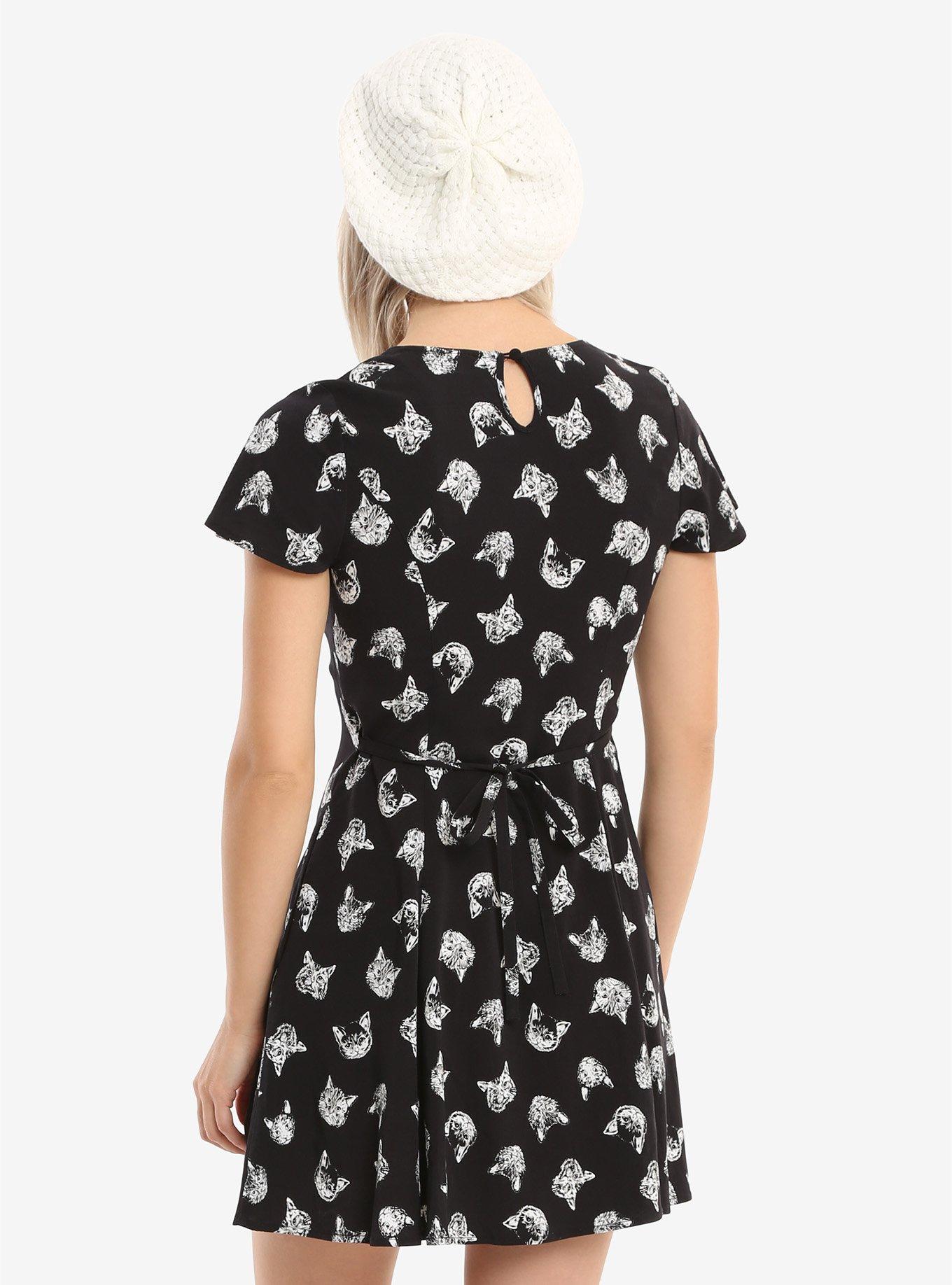 Cat Print Button-Front Dress, , alternate