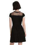 Black Swiss Dot Mesh Keyhole Dress, , alternate