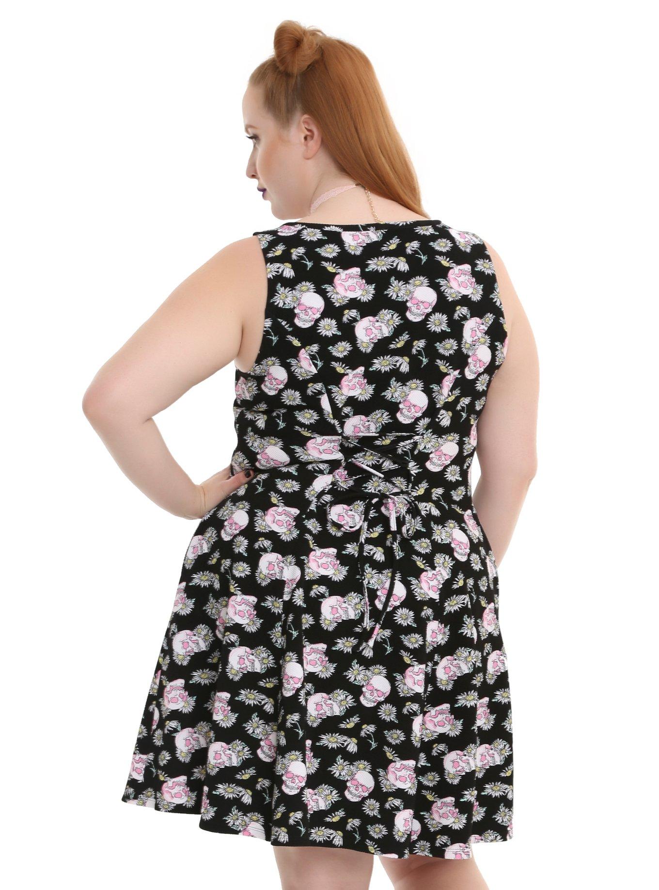 Daisy & Skull Fit & Flare Dress Plus Size, , alternate