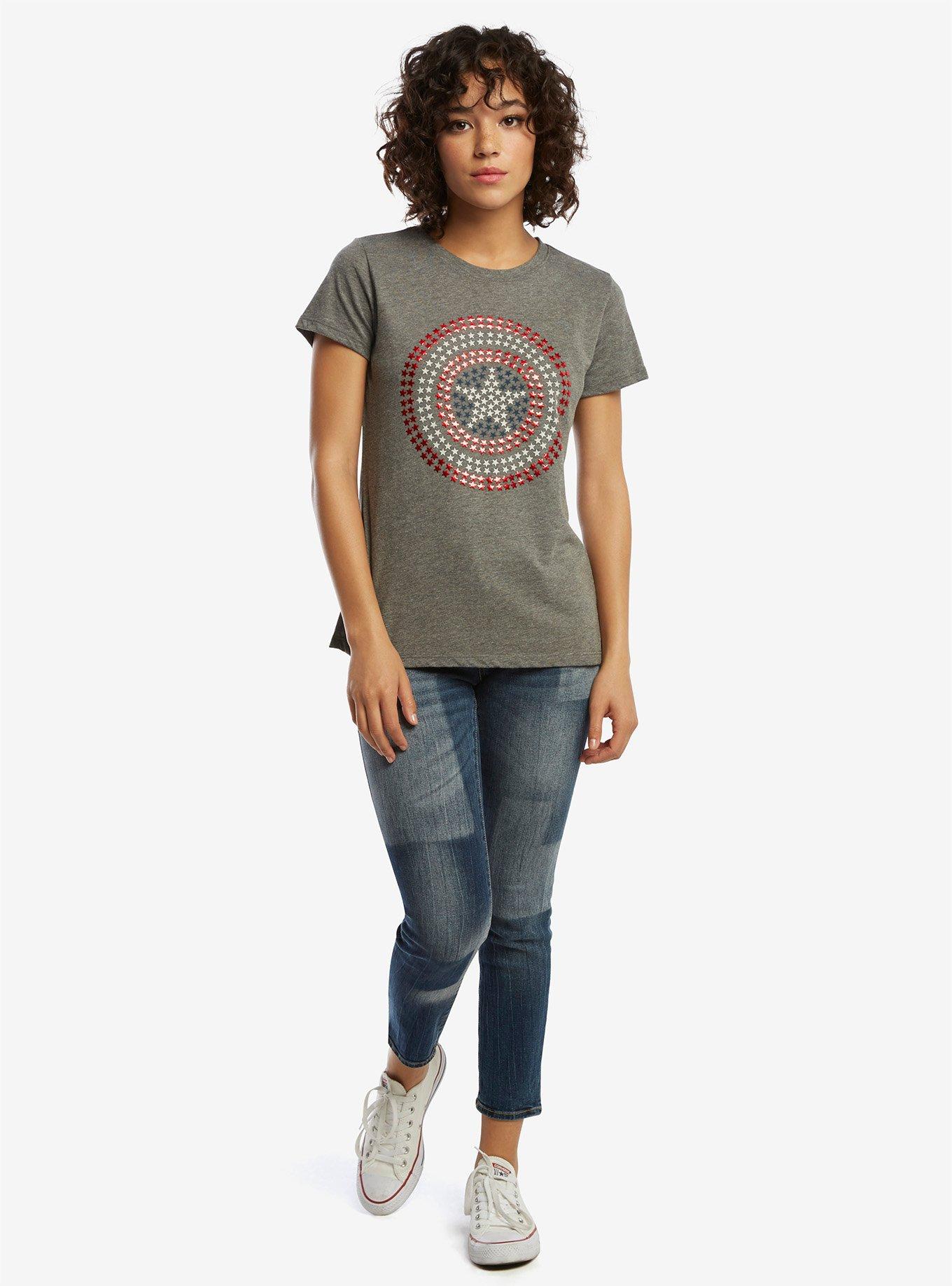 Marvel Captain America Studded Logo T-Shirt, , alternate