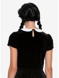Black & White Collar Short Sleeve Girls Crop Top, , alternate
