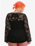 Black Lace Bell Sleeve Girls Peplum Top Plus Size, , alternate